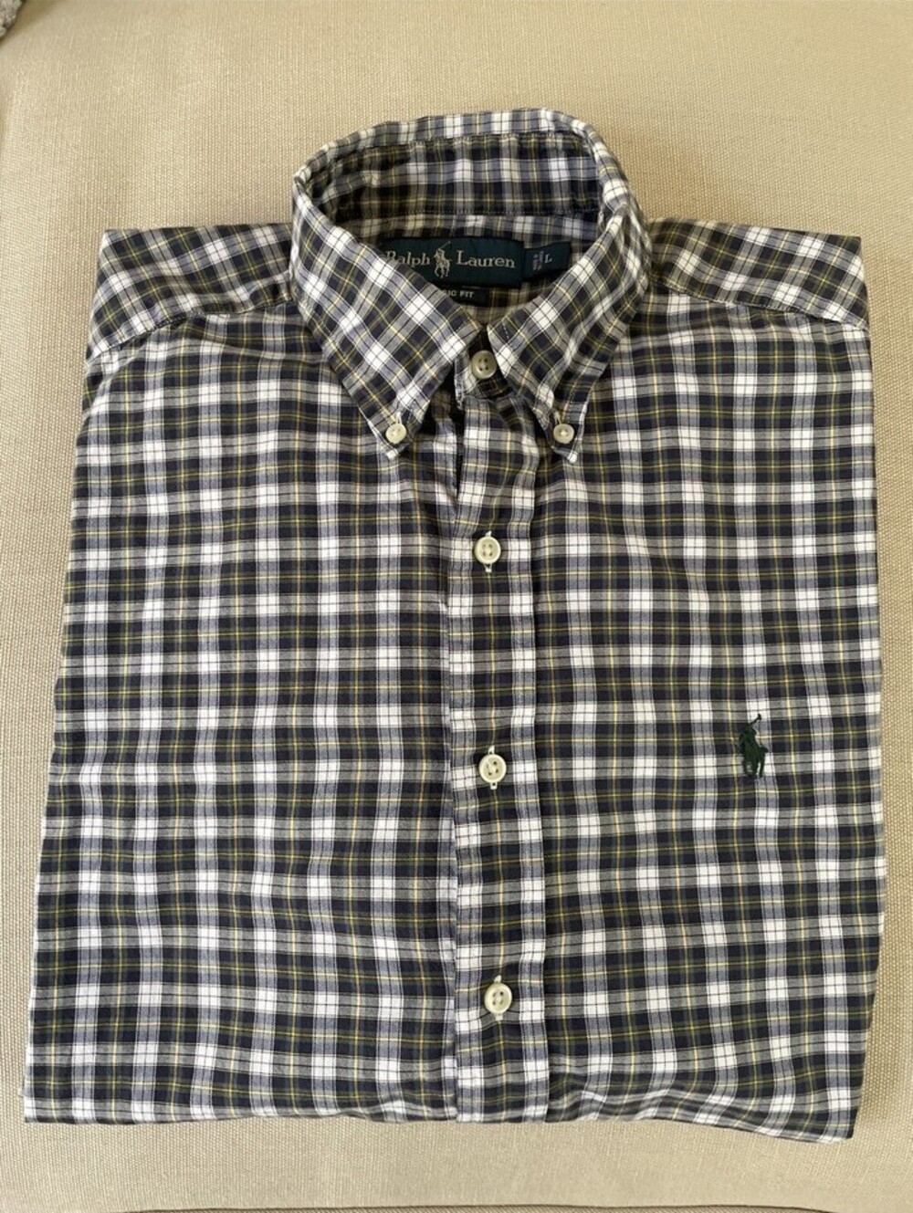 Ralph Lauren Polo Button Down Shirt Blue White Plaid L